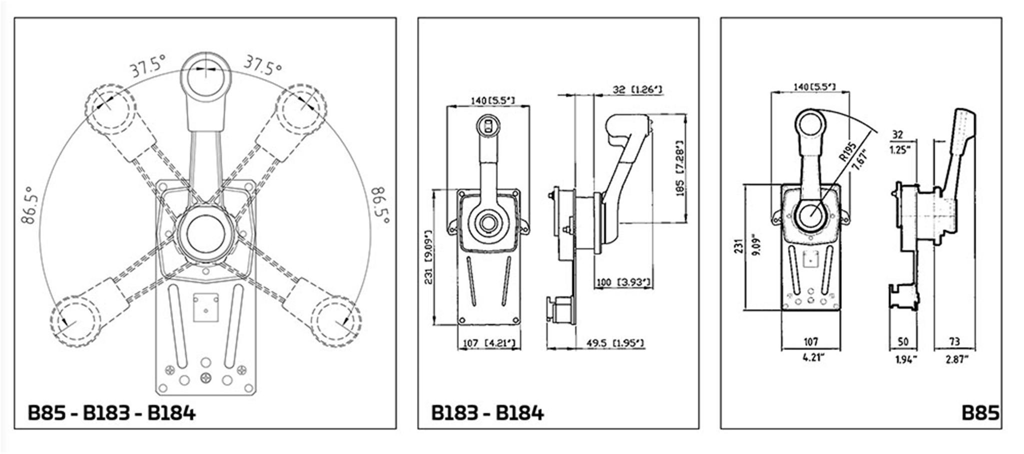 B183 38945 B Single Lever Side Mount Control With Out Trim Specifications