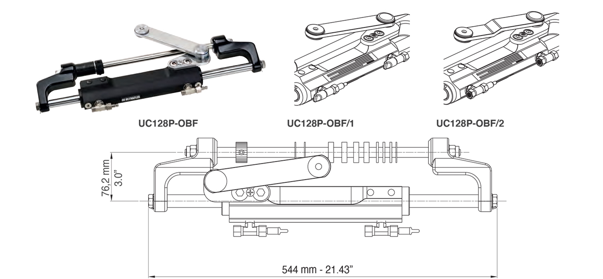 UC128TS Hydraujlic Boat Steering Cylinders Specifications