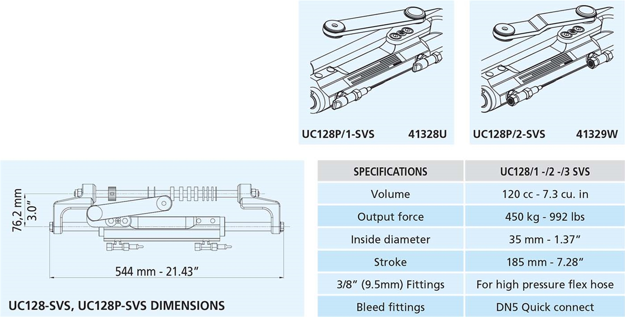 UC128-SVS-1 SilverSteer High Performance Hydraulic Steering Cylinder